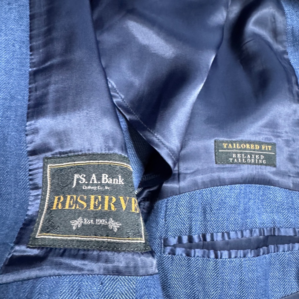 Jos. A. Bank Navy Blue Linen Sport Coat Blazer - Picture 3 of 9